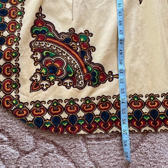 VTG Dashiki African Print Adjustable Waist Gold Maroon Kaftan Kimono Dress O/S - Picture 10 of 11